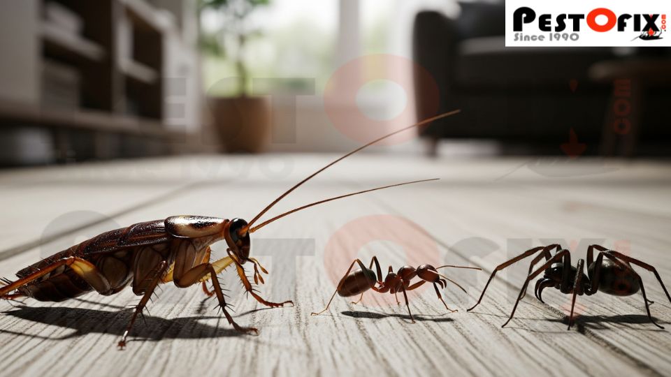 Common household pests treated by Pestofix — cockroaches, ants and spiders