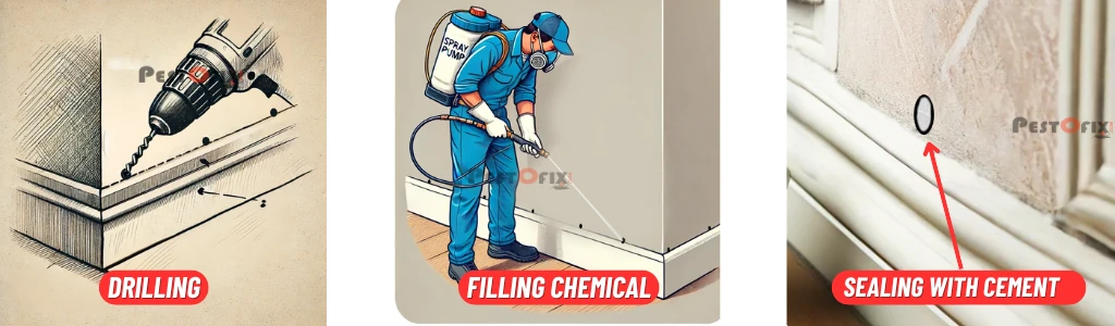 PestoFix commercial termite treatment process steps